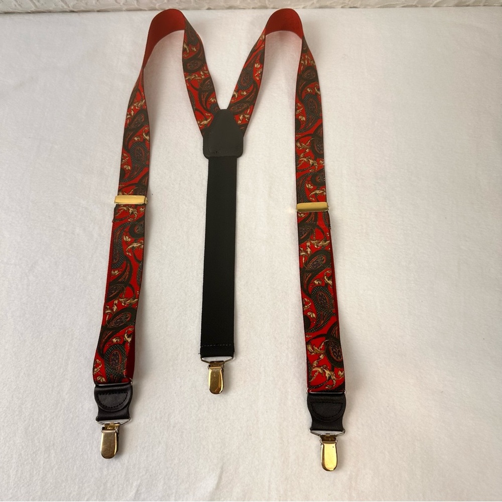 Pelican USA Suspenders Adjustable Vintage Paisley Men Leather Elastics Classic